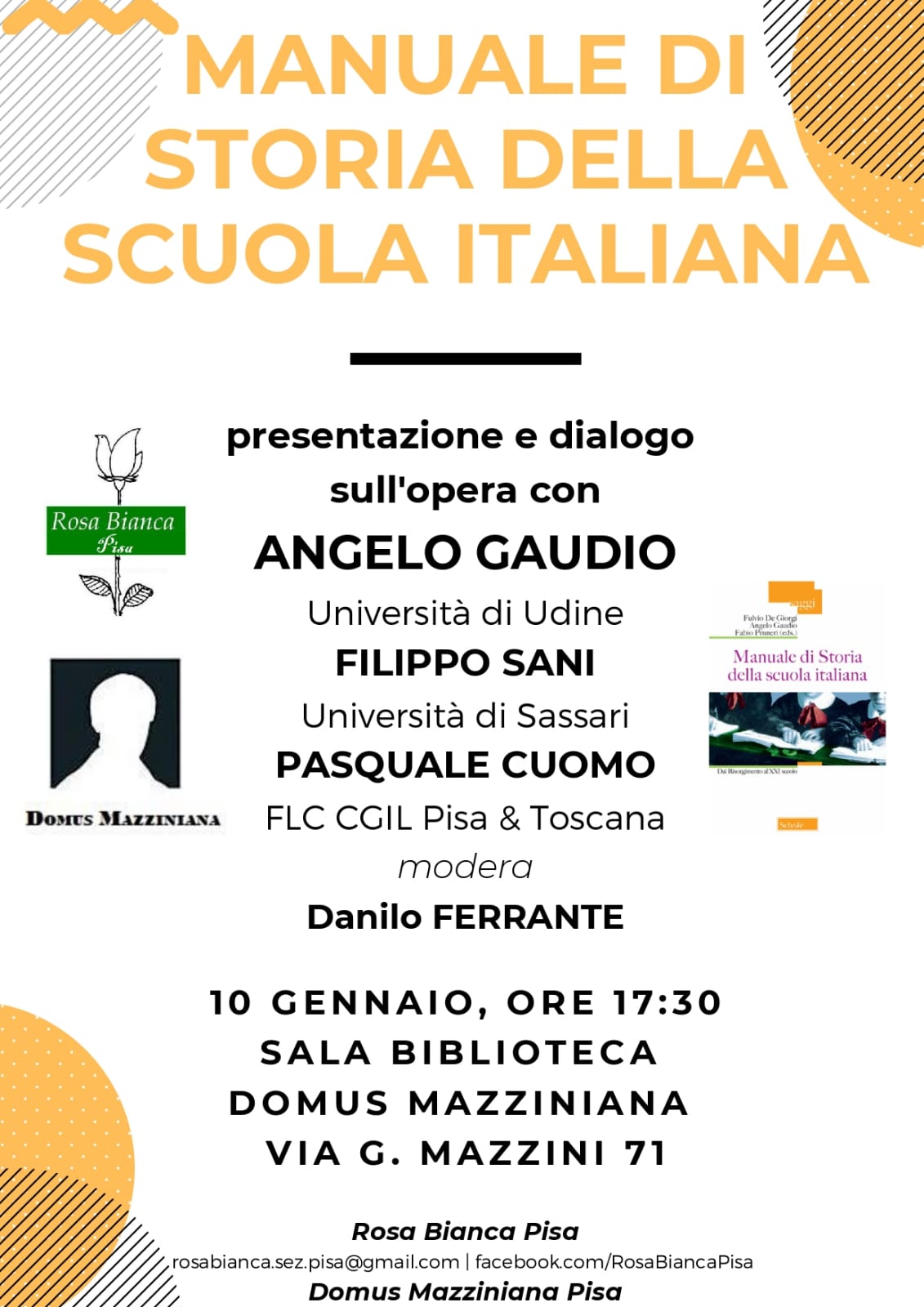 Ven 10/1 h. 17.30 | Domus Mazziniana (PI) | Presentazione del "Manuale di storia della scuola italiana" 