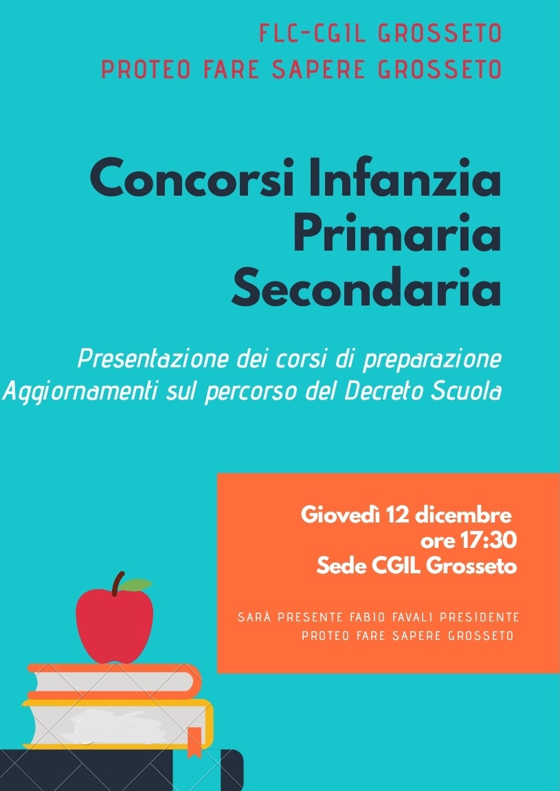 Corsi di preparazione ai concorsi docenti - Giov 12/12 ore 17.30 c/o CGIL Grosseto
