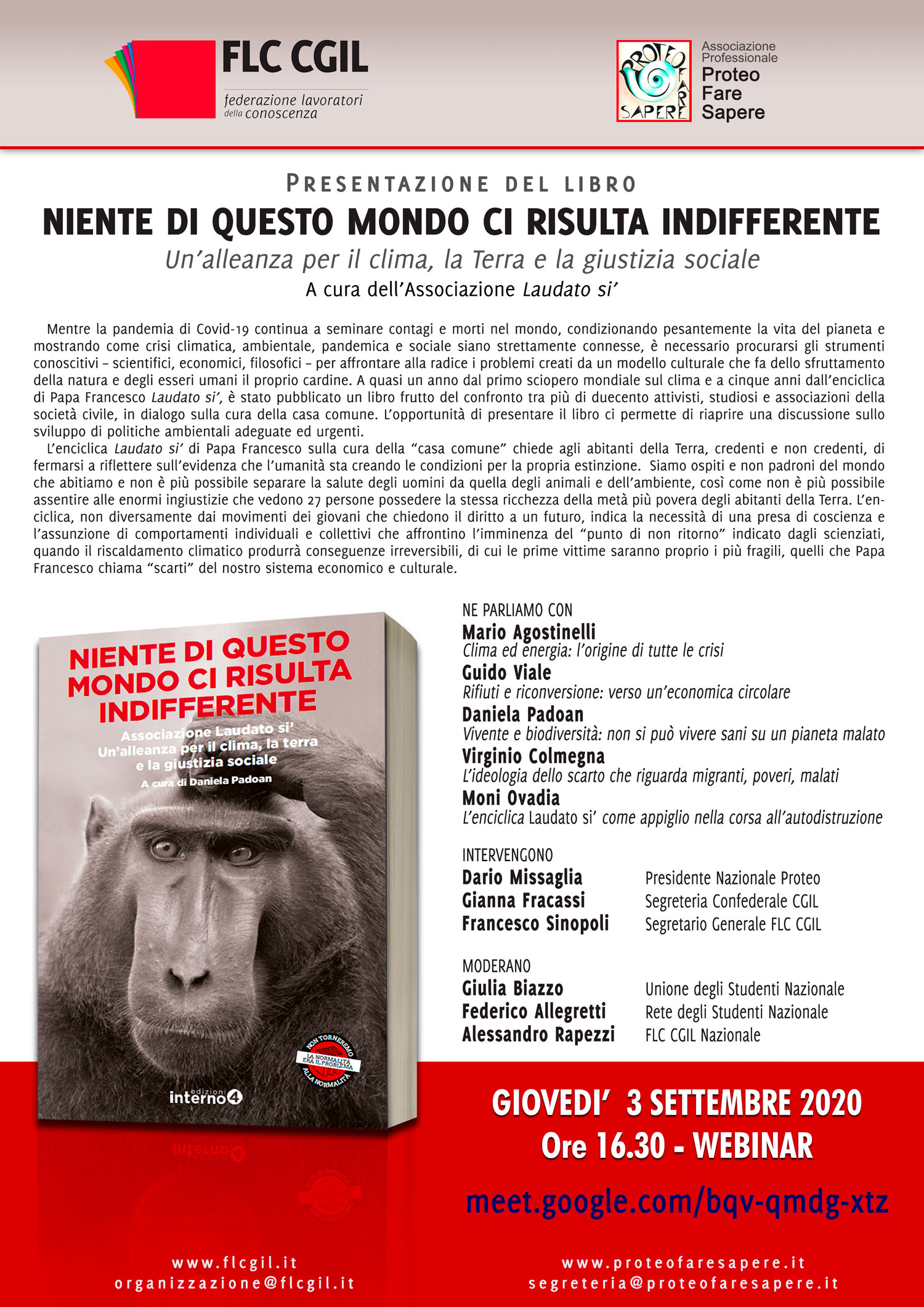 Presentazione del libro “Niente di questo mondo ci risulta indifferente”, 3 settembre 2020