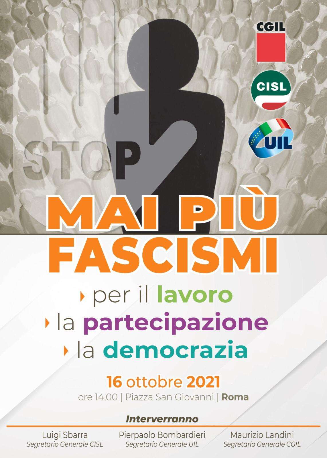 SABATO 16/10 | Una grande manifestazione per una forte risposta democratica