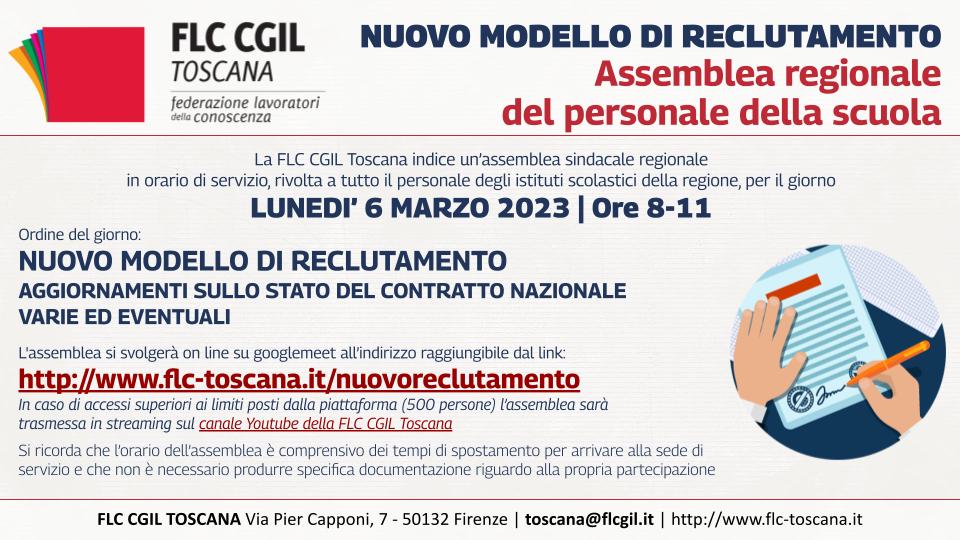 Lun. 6/3 h. 8-11 - Assemblea sindacale | Il nuovo modello di reclutamento