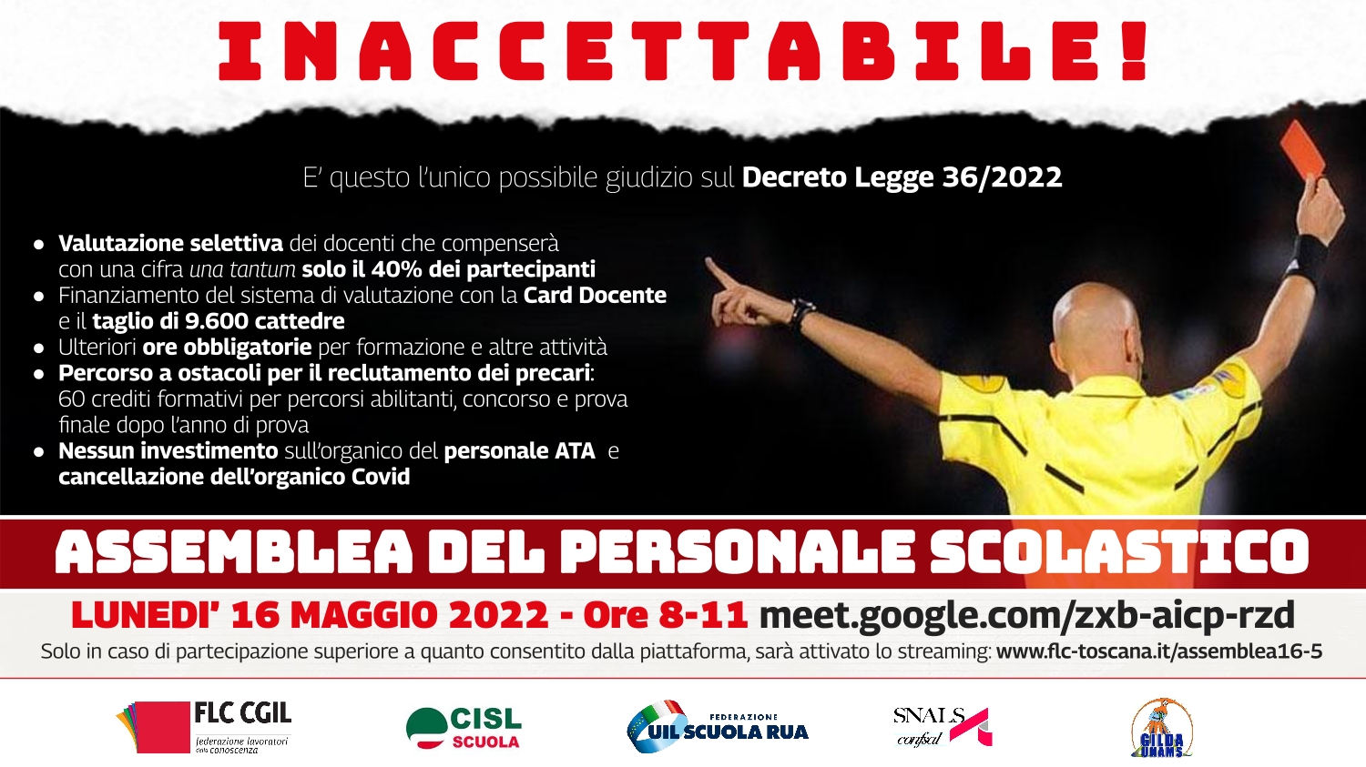 Lun 16/5 h 8-11 | Assemblea unitaria del personale scolastico della Toscana 
