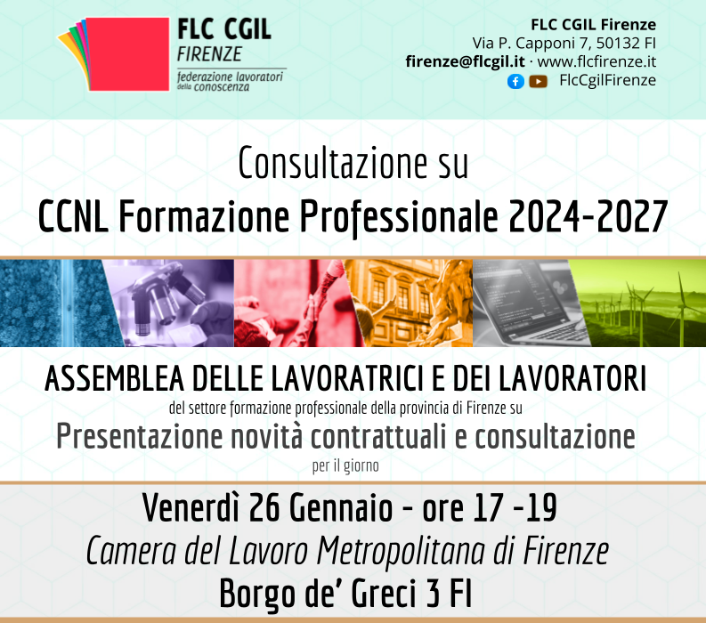 Ven. 26/1 - Assemblea del Settore Formaz. Professionale di Firenze 