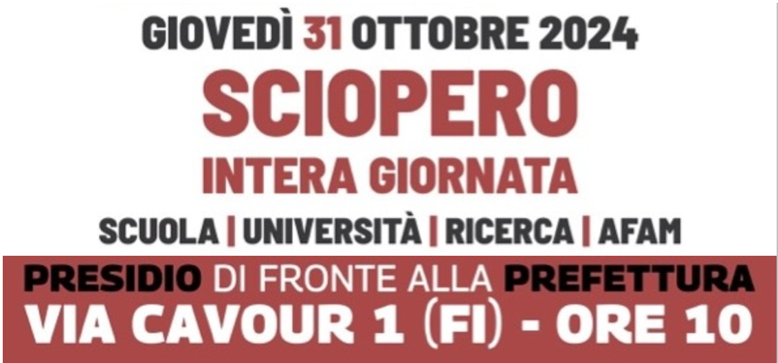 31/10: SCIOPERO e PRESIDIO a FIRENZE