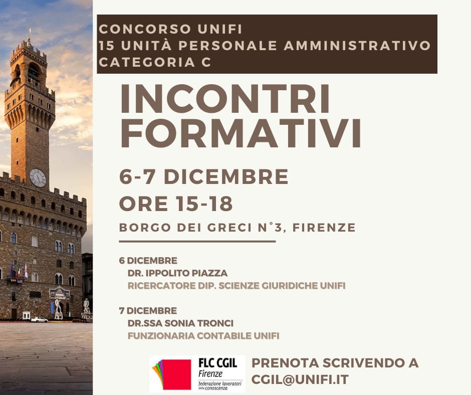 Incontri informativi su concorso Unifi