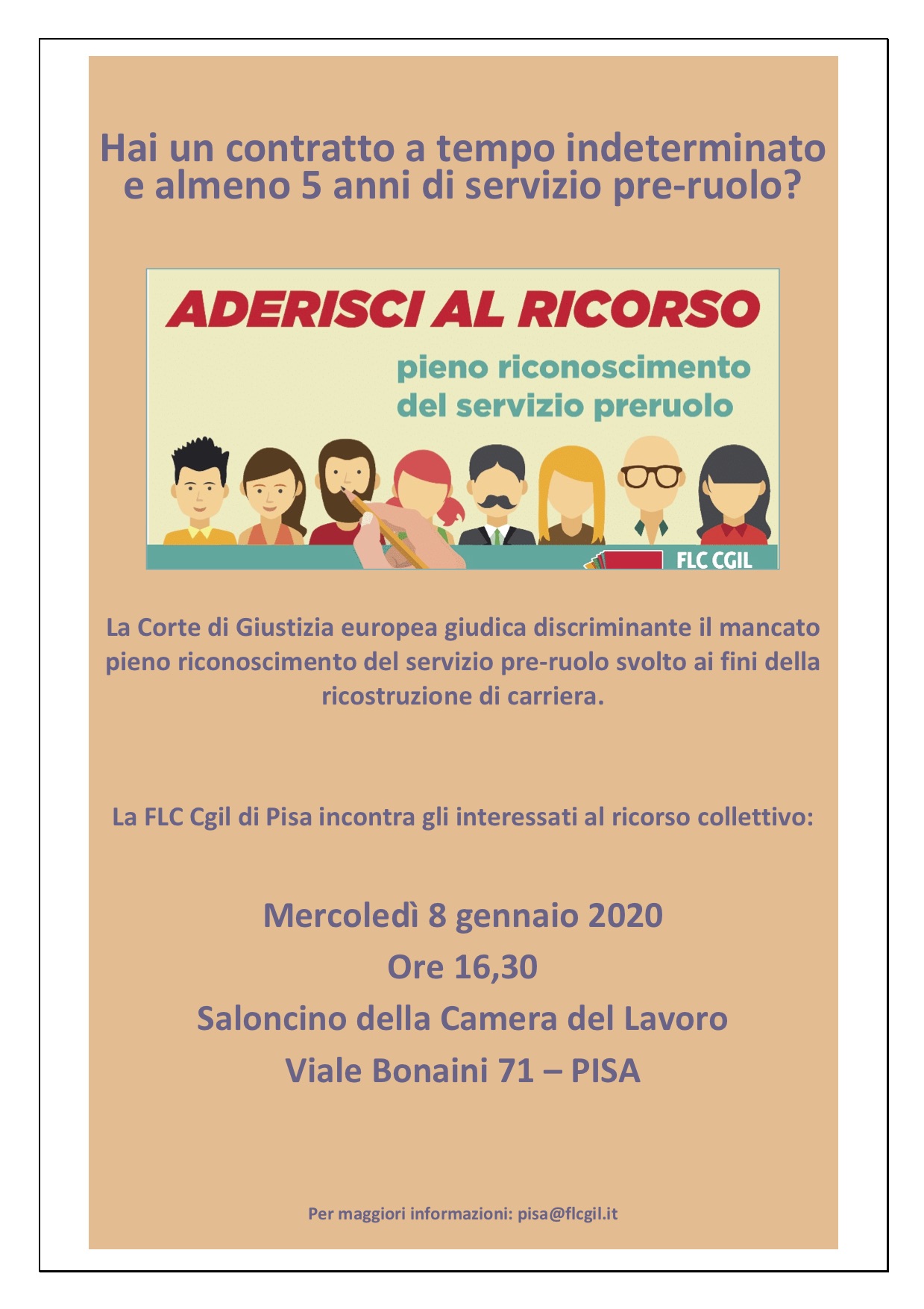 Incontro informativo per il pieno riconoscimento del servizio pre-ruolo